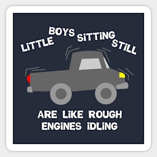 Boys Sitting Still White Text Sticker